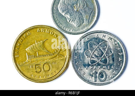 Antigua moneda europea del griego Foto de stock