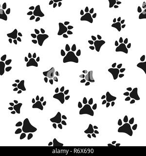 Pata De Perro Blanco Y Negro Silueta Huella Imagen Vector De Stock Alamy