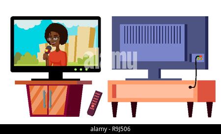 Dibujos animados de tv hd negro aislado en blanco Imagen Vector de