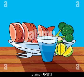 Icono de un plato de pescado Imagen Vector de stock - Alamy