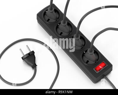 Cable de alimentación eléctrica enchufe plano 3D, ilustración, aisladas,  horizontal, sobre blanco Fotografía de stock - Alamy