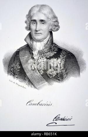 Jean Jacques Regis de Cambaceres, 1st Duc de Cambaceres (1753-1824) jurista y estadista francés, autor del Código Napoleónico. Litografía, París, 1832. Foto de stock