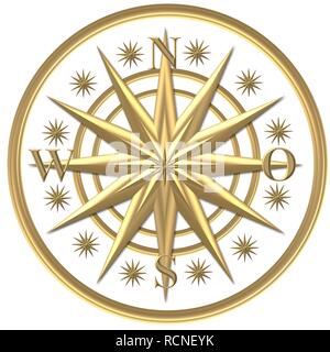 Goldener Kompass - Windrose - Schiffssteuerrad Foto de stock