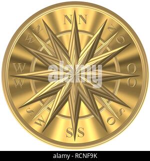Goldener Kompass - Windrose - Schiffssteuerrad Foto de stock