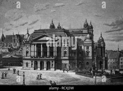 Court Theatre en Schwerin, Mecklemburgo-Pomerania Occidental, Alemania, xilografía, 1888 Foto de stock