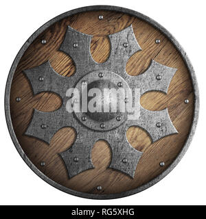 Escudo de madera antiguos vikingos aislado ilustración 3d Fotografía de  stock - Alamy