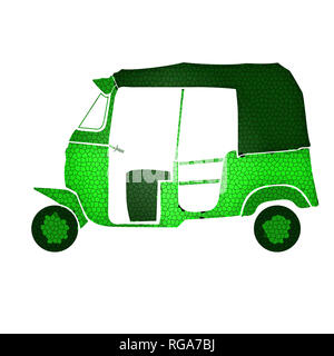 Green auto riickshaw icono. Idea para la nevera imanes souvenirs, sello o etiqueta adhesiva Foto de stock