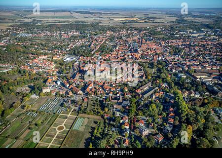 Vista aérea, vista de Quedlinburg, Sajonia-Anhalt, Alemania