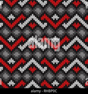 Tejido sin costuras patrón ornamentados con entrelazado de líneas rojas y blancas en el fondo de tonos monocromos, vector como una textura de tela