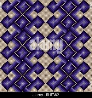 Tejido sin costuras patrón ornamentado con líneas de entrelazado con una suave transición de tono púrpura en el fondo beige, vector como una textura de tela
