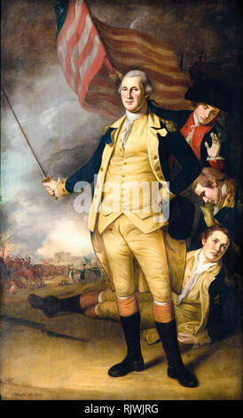 George Washington en la batalla de Princeton, pintado por Charles Willson Peale, 1783-84 Foto de stock