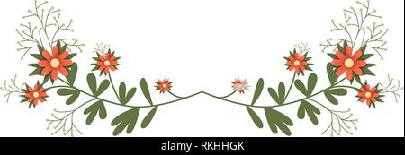 Guirnalda de flores y hojas de icono aislado Imagen Vector de stock - Alamy