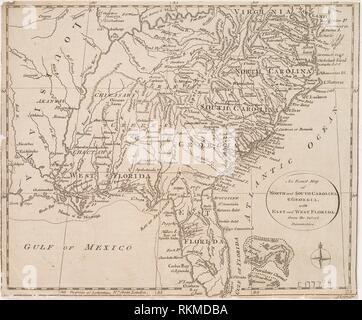 Un mapa exacto de Carolina del Norte y del Sur y Georgia : con el Este y el oeste de Florida desde los últimos descubrimientos. Lodge, Juan -1796 (Grabador) Fielding