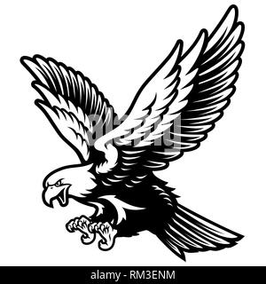 El águila calva americana con las alas abiertas y las garras en el estilo  de dibujos animados Imagen Vector de stock - Alamy