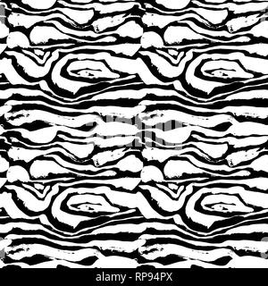 Pincel zebra patrón sin fisuras. Rayas blancas y negras Grunge antecedentes. Ilustración del Vector