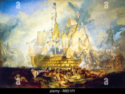 JMW Turner, La batalla de Trafalgar, 21 de octubre de 1805, pintura al óleo sobre lienzo, alrededor de 1822 Foto de stock