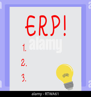 Texto de escritura ERP. Concepto Significado enterprise resource planning  con automatizar funciones de back office Fotografía de stock - Alamy