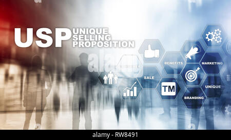 UPS - Proposiciones de venta exclusivos. Negocios y finanzas concepto en una estructura virtual pantalla. Mixed Media Foto de stock