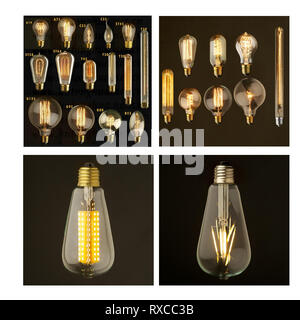 Un set ol vintage Led lámpara Edison Foto de stock