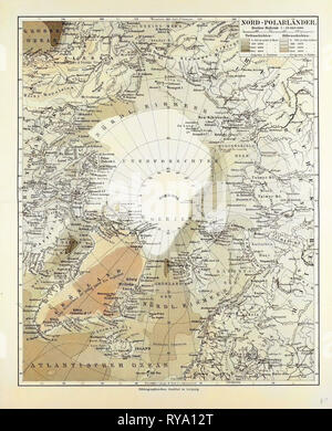 Mapa de países alrededor del Polo Norte 1899 Foto de stock