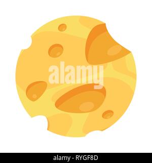 Ronda de queso poroso en sencillo estilo de dibujos animados, elemento  Vector diseño con productos lácteos frescos aislado sobre fondo blanco  Imagen Vector de stock - Alamy