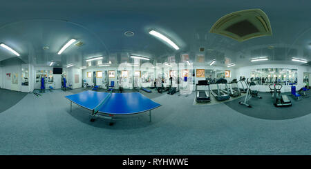 Vista panorámica en 360 grados de 360 grados de ángulo de visión perfecta en el interior panorama esférico Trainer hall