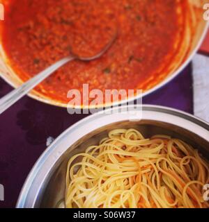 Pasta con salsa de tomate Foto de stock