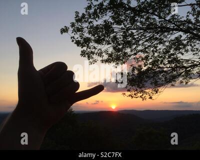 Atardecer en la montaña de roca blanca, Arkansas Foto de stock
