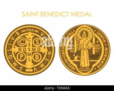 La Medalla de San Benito tamaño delantero Imagen Vector de stock - Alamy