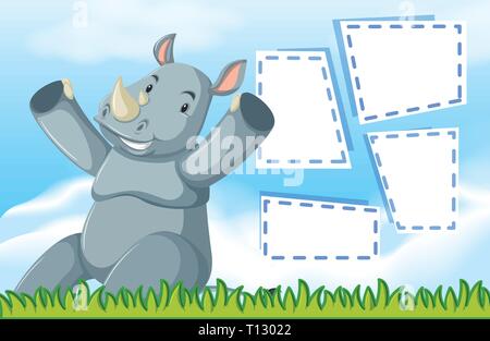 Un rinoceronte en blanco nota ilustración Ilustración del Vector
