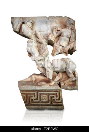 Roman Sebasteion socorro de la escultura de Heracles o Hércules, Deianira Nessos y Museo de Afrodisia Afrodisia, Turquía. Contra un blanco backgroun Foto de stock