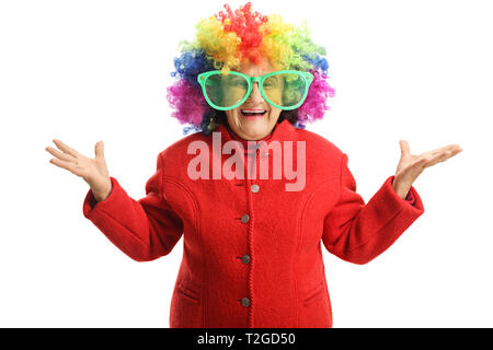 Mujer con gafas de carnaval grande Fotografía de stock - Alamy