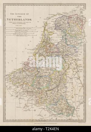 Reino de los Países Bajos y Bélgica. Provincias. Holland. 1844 SDUK viejo mapa Foto de stock
