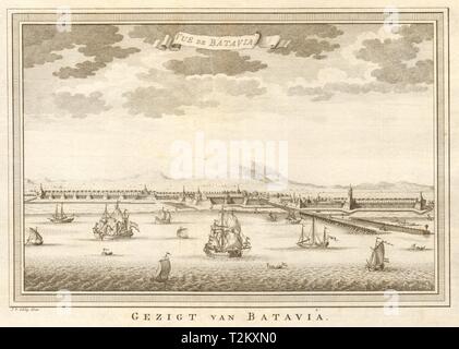 Vista de la ciudad de Batavia, Indias Orientales Holandesas. Yakarta, Indonesia. SCHLEY 1753 Foto de stock