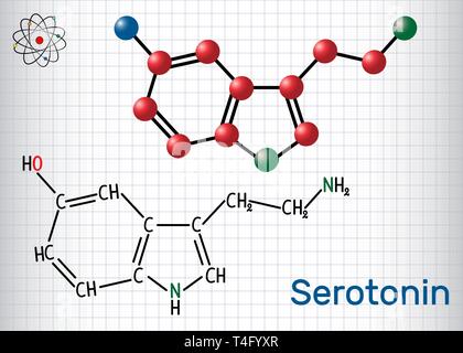 La Hormona Serotonina Fórmula Química Estructural Sobre La Ola De Fondo ...