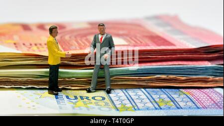 Euro brexit,hombre de negocios,reunión,billetes moneda, Foto de stock