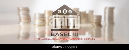 Basilea 3. Marco normativo internacional para los bancos. Reglamento bancario financiero. Foto de stock