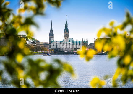 Lago Alster en Hamburgo, Alemania, Europa