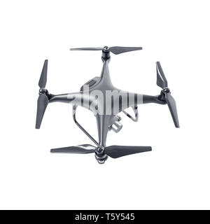 Negra con cámara drone aislado sobre fondo blanco. Foto de stock
