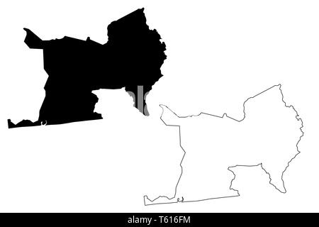 Lagunes District (Costa de Marfil, República de Côte dIvoire) mapa ilustración vectorial, scribble sketch Lagunes mapa Ilustración del Vector