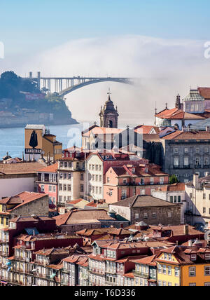 Vista hacia el puente de Arrábida, Porto, Portugal Foto de stock