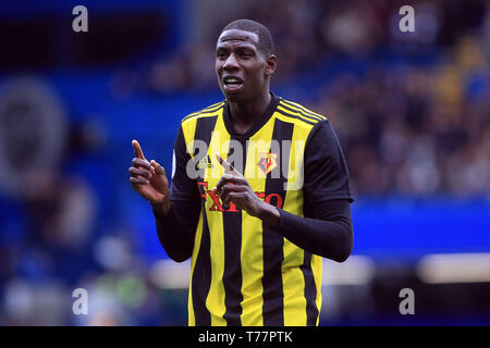 Londres, Reino Unido. El 05 de mayo, 2019. Abdoulaye Doucoure de Watford mira. Premier League, Chelsea v Watford en Stamford Bridge en Londres el domingo 5 de mayo de 2019. Esta imagen sólo podrán ser utilizados para fines editoriales. Sólo para uso editorial, se necesita licencia para uso comercial. No utilizar en apuestas, juegos o un solo club/Liga/player publicaciones. pic Por Steffan Bowen/ Crédito: Andrew Orchard fotografía deportiva/Alamy Live News