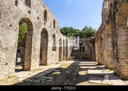 Basílica, antigua ciudad, antigüedad, excavación, Butrint, Saranda, Albania