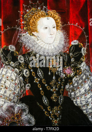 La reina Isabel I (1533-1603), retrato, atribuido a Nicholas Hilliard, c. 1576 Foto de stock