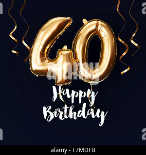 40 años. Globos de oro número 40th aniversario, feliz cumpleaños  felicitaciones Fotografía de stock - Alamy