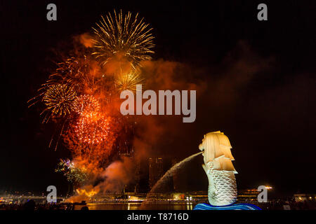 Año Nuevo chino celebración de Fireworks en Singapur. Foto de stock