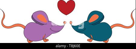 Ratones en amor. Dibujos animados. Color ilustración vectorial Imagen  Vector de stock - Alamy