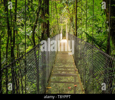 Uno de los 6 puentes colgantes en Arenal Puentes Colgantes Park en Costa Rica Foto de stock