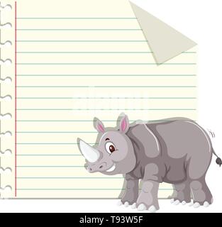 Un rinoceronte en Plantilla de nota ilustración Ilustración del Vector