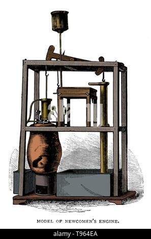 Ilustración de vapor de Newcomen motor tomado de la página 112 de "George Square, Glasgow; y las vidas de aquellos a quienes sus estatuas conmemorar, etc' de Thomas (de Glascow) Somerville, 1891. El motor atmosférico inventada por Thomas Newcomen en 1712, a menudo referido simplemente como un motor de Newcomen, fue el primer dispositivo práctico para aprovechar el poder del vapor para producir trabajo mecánico. Foto de stock